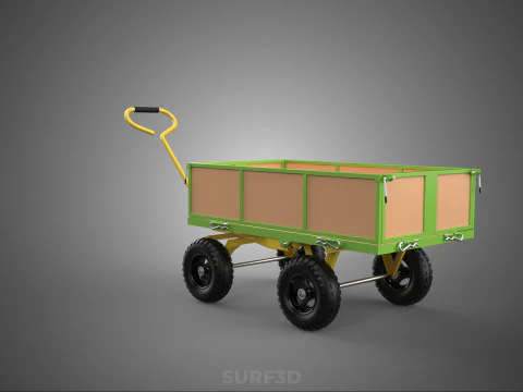 CART UTILITY WAGON HAND TRUCK DUMP TROLLEY TRANSPORT WHEELBARROW 3D Model