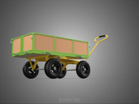 CART UTILITY WAGON HAND TRUCK DUMP TROLLEY TRANSPORT WHEELBARROW 3D Model