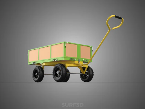 CART UTILITY WAGON HAND TRUCK DUMP TROLLEY TRANSPORT WHEELBARROW 3D Model