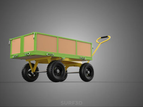 CART UTILITY WAGON HAND TRUCK DUMP TROLLEY TRANSPORT WHEELBARROW 3D Model