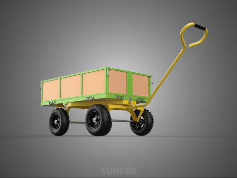 CART UTILITY WAGON HAND TRUCK DUMP TROLLEY TRANSPORT WHEELBARROW 3D Model