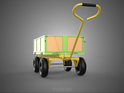 CART UTILITY WAGON HAND TRUCK DUMP TROLLEY TRANSPORT WHEELBARROW 3D Model