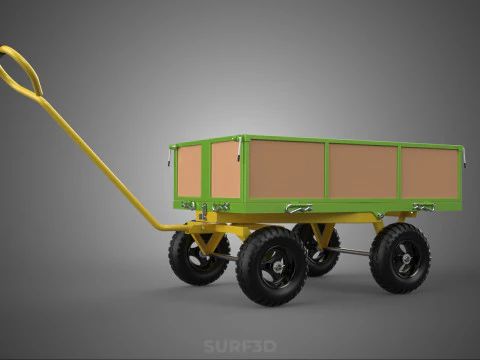 CART UTILITY WAGON HAND TRUCK DUMP TROLLEY TRANSPORT WHEELBARROW 3D Model