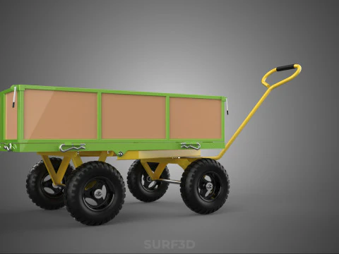 CART UTILITY WAGON HAND TRUCK DUMP TROLLEY TRANSPORT WHEELBARROW 3D Model