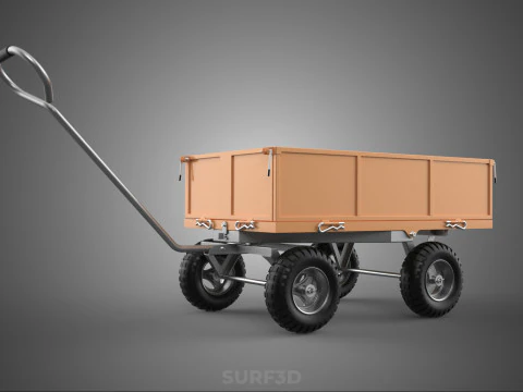 KAYU KAYU TEMPAT TIDUR KAYU KERANJANG TRUCK TROLLEY TRANSPORT WHEELBARROW 4 Model 3D
