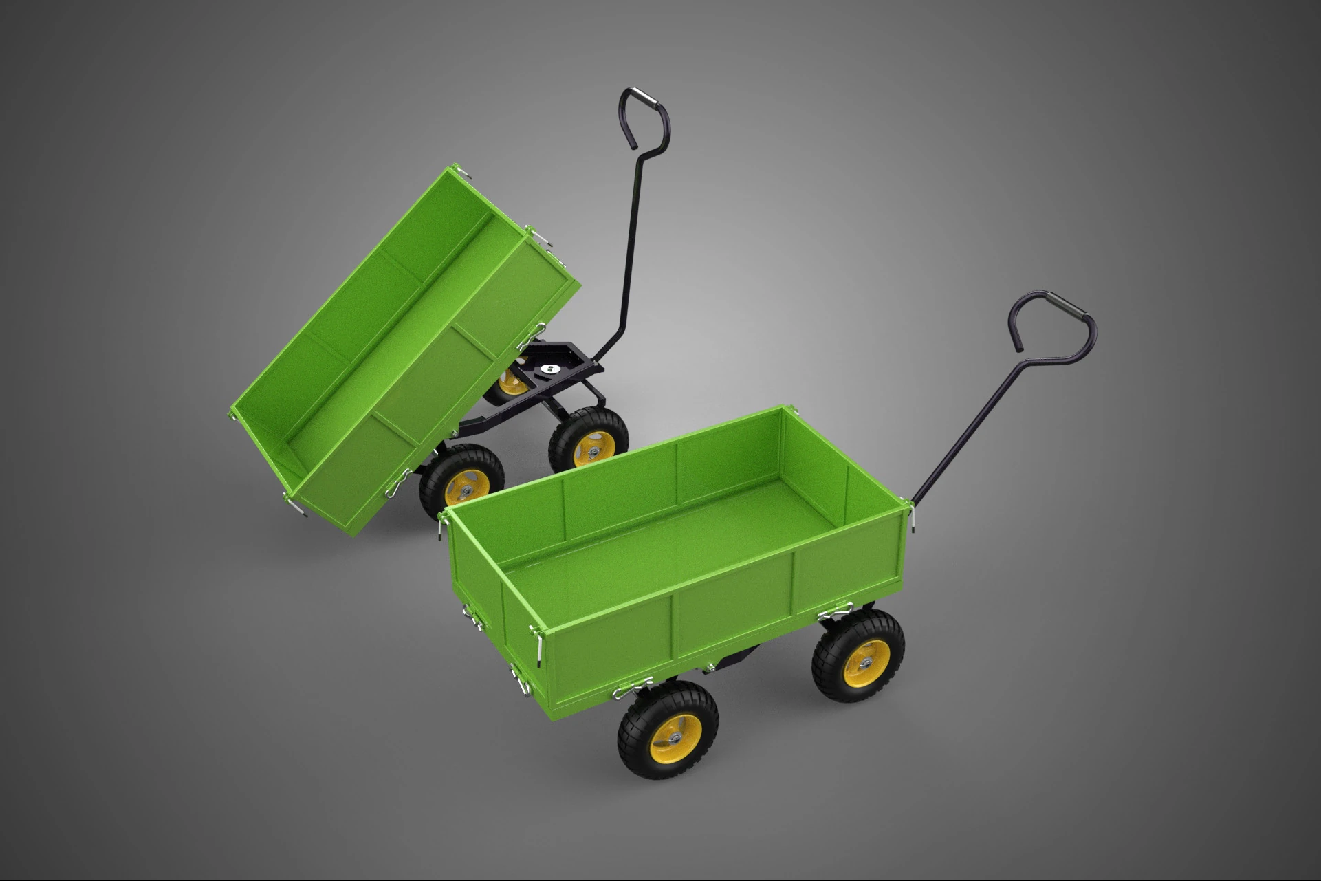 TIPPING LEAF BAG GARDEN TROLLEY CART WHEELBARROW TRAILER WAGON 4 3D Model .c4d .max .obj .3ds .fbx .stl .blend 