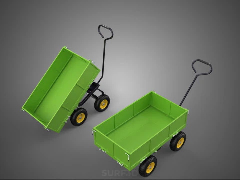 TIPPING LEAF BAG GARDEN TROLLEY CART WHEELBARROW TRAILER WAGON 4 3D Model
