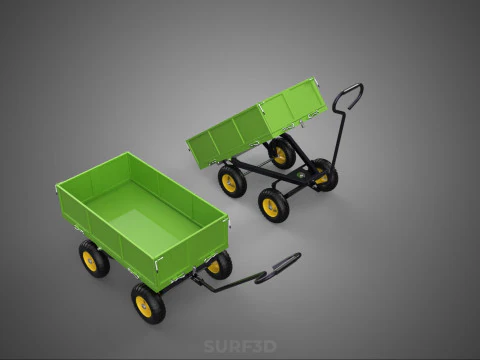 TIPPING LEAF BAG GARDEN TROLLEY CART WHEELBARROW TRAILER WAGON 4 3D Model