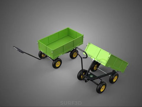 TIPPING LEAF BAG GARDEN TROLLEY CART WHEELBARROW TRAILER WAGON 4 3D Model