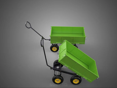 TIPPING LEAF BAG GARDEN TROLLEY CART WHEELBARROW TRAILER WAGON 4 3D Model