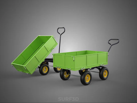 TIPPING LEAF BAG GARDEN TROLLEY CART WHEELBARROW TRAILER WAGON 4 3D Model