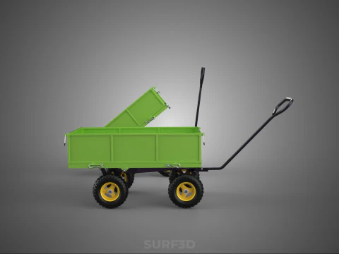 TIPPING LEAF BAG GARDEN TROLLEY CART WHEELBARROW TRAILER WAGON 4 3D Model