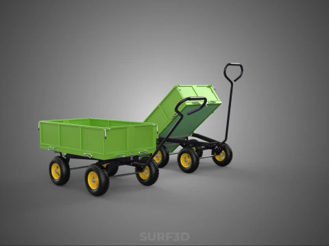 TIPPING LEAF BAG GARDEN TROLLEY CART WHEELBARROW TRAILER WAGON 4 3D Model