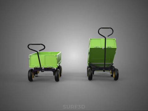 TIPPING LEAF BAG GARDEN TROLLEY CART WHEELBARROW TRAILER WAGON 4 3D Model