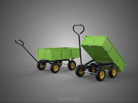 TIPPING LEAF BAG GARDEN TROLLEY CART WHEELBARROW TRAILER WAGON 4 3D Model