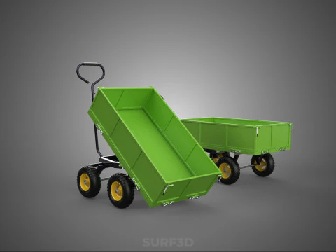 TIPPING LEAF BAG GARDEN TROLLEY CART WHEELBARROW TRAILER WAGON 4 3D Model