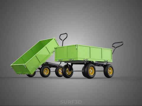 TIPPING LEAF BAG GARDEN TROLLEY CART WHEELBARROW TRAILER WAGON 4 3D Model