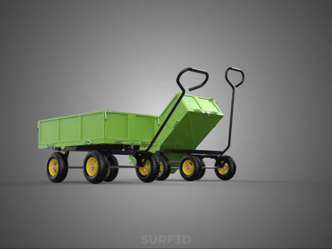 TIPPING LEAF BAG GARDEN TROLLEY CART WHEELBARROW TRAILER WAGON 4 3D Model