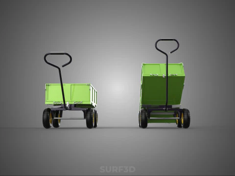 TIPPING LEAF BAG GARDEN TROLLEY CART WHEELBARROW TRAILER WAGON 4 3D Model