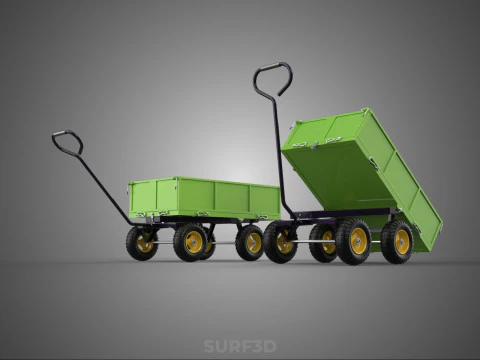 TIPPING LEAF BAG GARDEN TROLLEY CART WHEELBARROW TRAILER WAGON 4 3D Model
