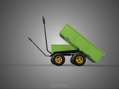 TIPPING LEAF BAG GARDEN TROLLEY CART WHEELBARROW TRAILER WAGON 4 3D Model