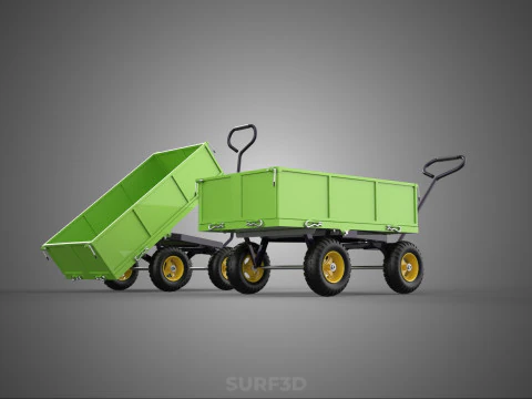 TIPPING LEAF BAG GARDEN TROLLEY CART WHEELBARROW TRAILER WAGON 4 3D Model