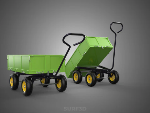 TIPPING LEAF BAG GARDEN TROLLEY CART WHEELBARROW TRAILER WAGON 4 3D Model