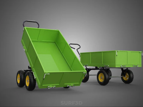 TIPPING LEAF BAG GARDEN TROLLEY CART WHEELBARROW TRAILER WAGON 4 3D Model