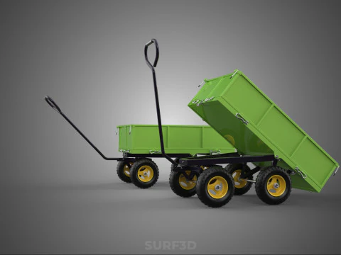 TIPPING LEAF BAG GARDEN TROLLEY CART WHEELBARROW TRAILER WAGON 4 3D Model