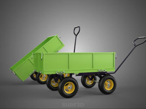 TIPPING LEAF BAG GARDEN TROLLEY CART WHEELBARROW TRAILER WAGON 4 3D Model