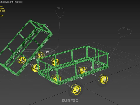 TIPPING LEAF BAG GARDEN TROLLEY CART WHEELBARROW TRAILER WAGON 4 3D Model