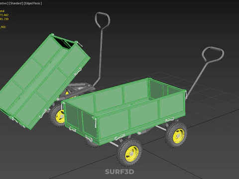 TIPPING LEAF BAG GARDEN TROLLEY CART WHEELBARROW TRAILER WAGON 4 3D Model
