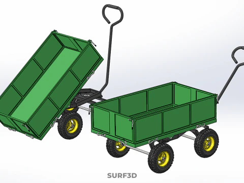 TIPPING LEAF BAG GARDEN TROLLEY CART WHEELBARROW TRAILER WAGON 4 3D Model