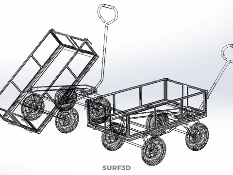 TIPPING LEAF BAG GARDEN TROLLEY CART WHEELBARROW TRAILER WAGON 4 3D Model