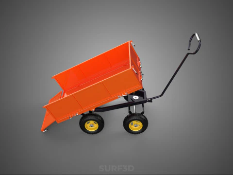 WASTE GARBAGE RUBBISH TRASH JUNK TRAILER DUMP CART WAGON TROLLEY 3D Model