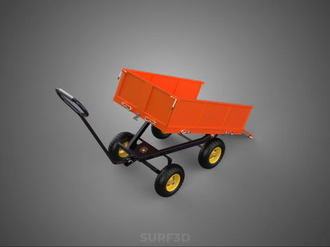 WASTE GARBAGE RUBBISH TRASH JUNK TRAILER DUMP CART WAGON TROLLEY 3D Model