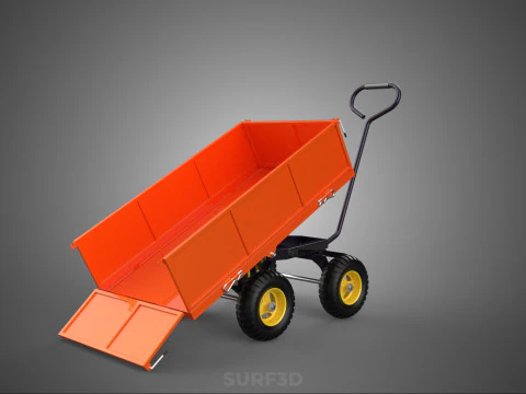 WASTE GARBAGE RUBBISH TRASH JUNK TRAILER DUMP CART WAGON TROLLEY 3D Model