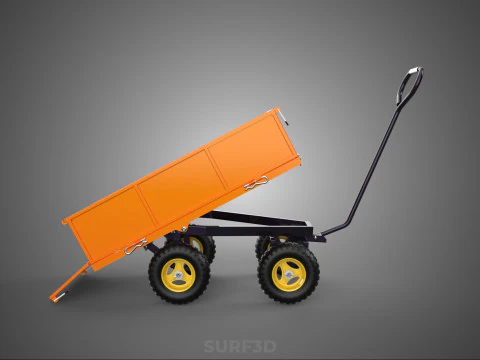 WASTE GARBAGE RUBBISH TRASH JUNK TRAILER DUMP CART WAGON TROLLEY 3D Model
