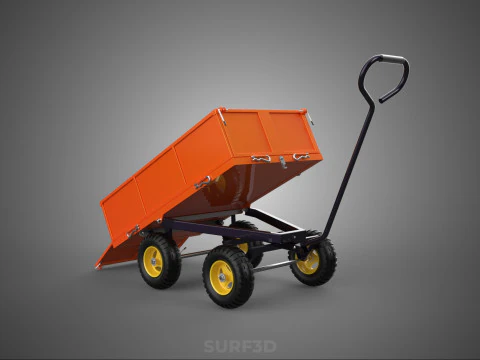 WASTE GARBAGE RUBBISH TRASH JUNK TRAILER DUMP CART WAGON TROLLEY 3D Model