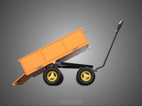 WASTE GARBAGE RUBBISH TRASH JUNK TRAILER DUMP CART WAGON TROLLEY 3D Model