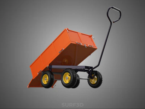WASTE GARBAGE RUBBISH TRASH JUNK TRAILER DUMP CART WAGON TROLLEY 3D Model