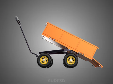 WASTE GARBAGE RUBBISH TRASH JUNK TRAILER DUMP CART WAGON TROLLEY 3D Model