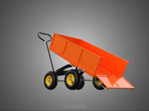 WASTE GARBAGE RUBBISH TRASH JUNK TRAILER DUMP CART WAGON TROLLEY 3D Model