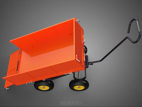 WASTE GARBAGE RUBBISH TRASH JUNK TRAILER DUMP CART WAGON TROLLEY 3D Model
