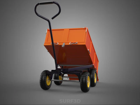 WASTE GARBAGE RUBBISH TRASH JUNK TRAILER DUMP CART WAGON TROLLEY 3D Model