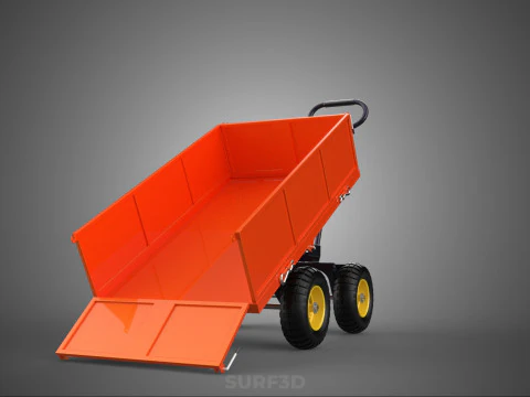 WASTE GARBAGE RUBBISH TRASH JUNK TRAILER DUMP CART WAGON TROLLEY 3D Model