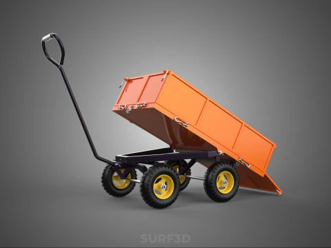 WASTE GARBAGE RUBBISH TRASH JUNK TRAILER DUMP CART WAGON TROLLEY 3D Model