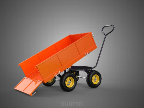 WASTE GARBAGE RUBBISH TRASH JUNK TRAILER DUMP CART WAGON TROLLEY 3D Model