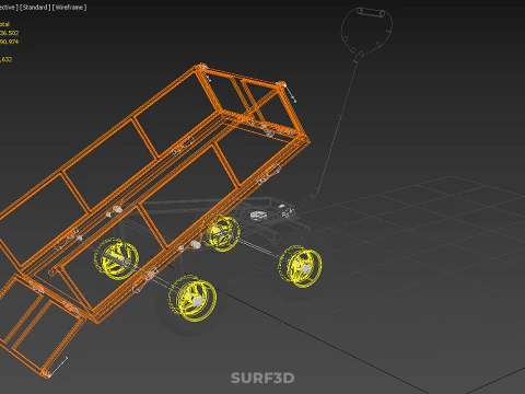 WASTE GARBAGE RUBBISH TRASH JUNK TRAILER DUMP CART WAGON TROLLEY 3D Model