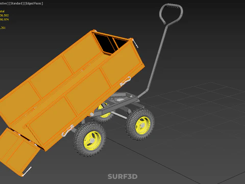 WASTE GARBAGE RUBBISH TRASH JUNK TRAILER DUMP CART WAGON TROLLEY 3D Model